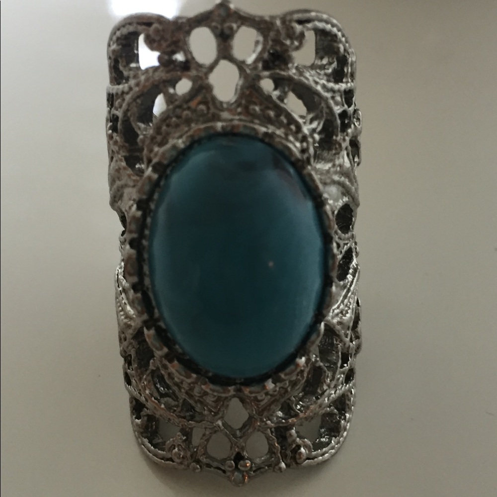 Silver adjustable statement ring